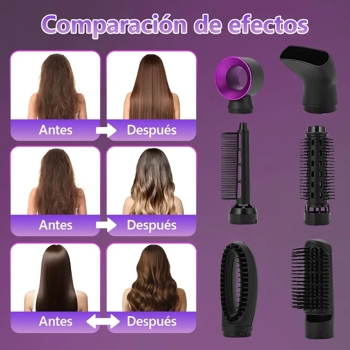 Electric Straightening Brush Hair Dryer Comb 6 In 1