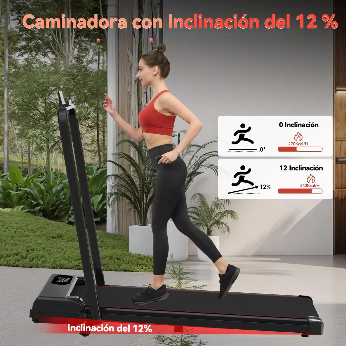 ROWIDE Portable Folding Electric Treadmill 2.5hp with LCD Screen and Remote Control, with Bluetooth APP, Electric Treadmill Walking Pad Portable Elevation Home Office Gym, 2 in 1 Elec Treadmill