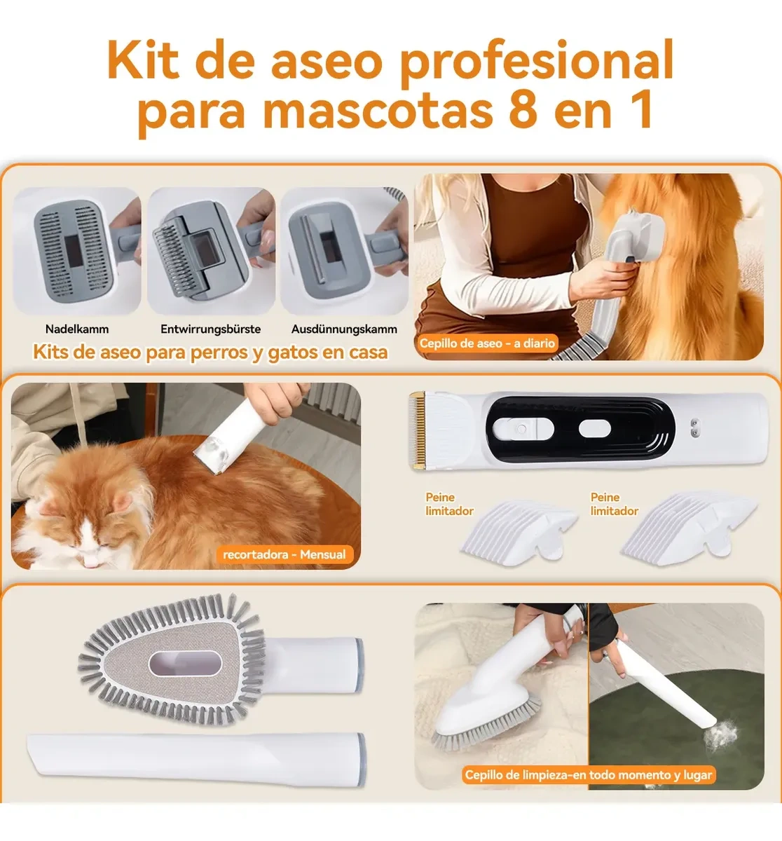 Vacuum Cleaner Grooming Kit for Pet Hair Dogs Cats