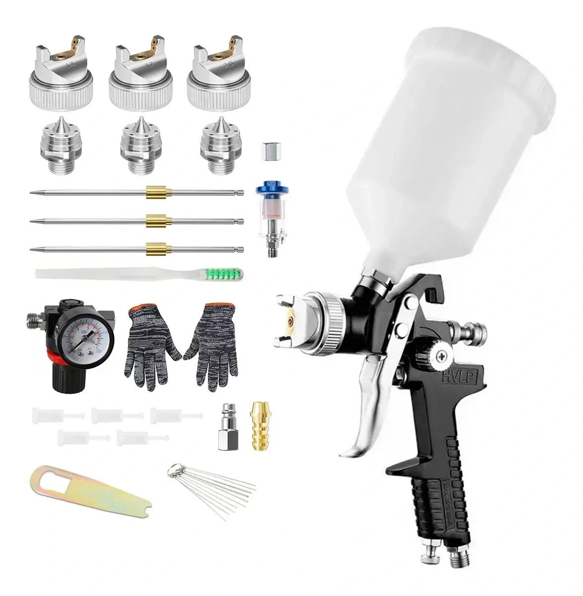 Hvlp 600ml Gravity Paint Gun With 3 Nozzles