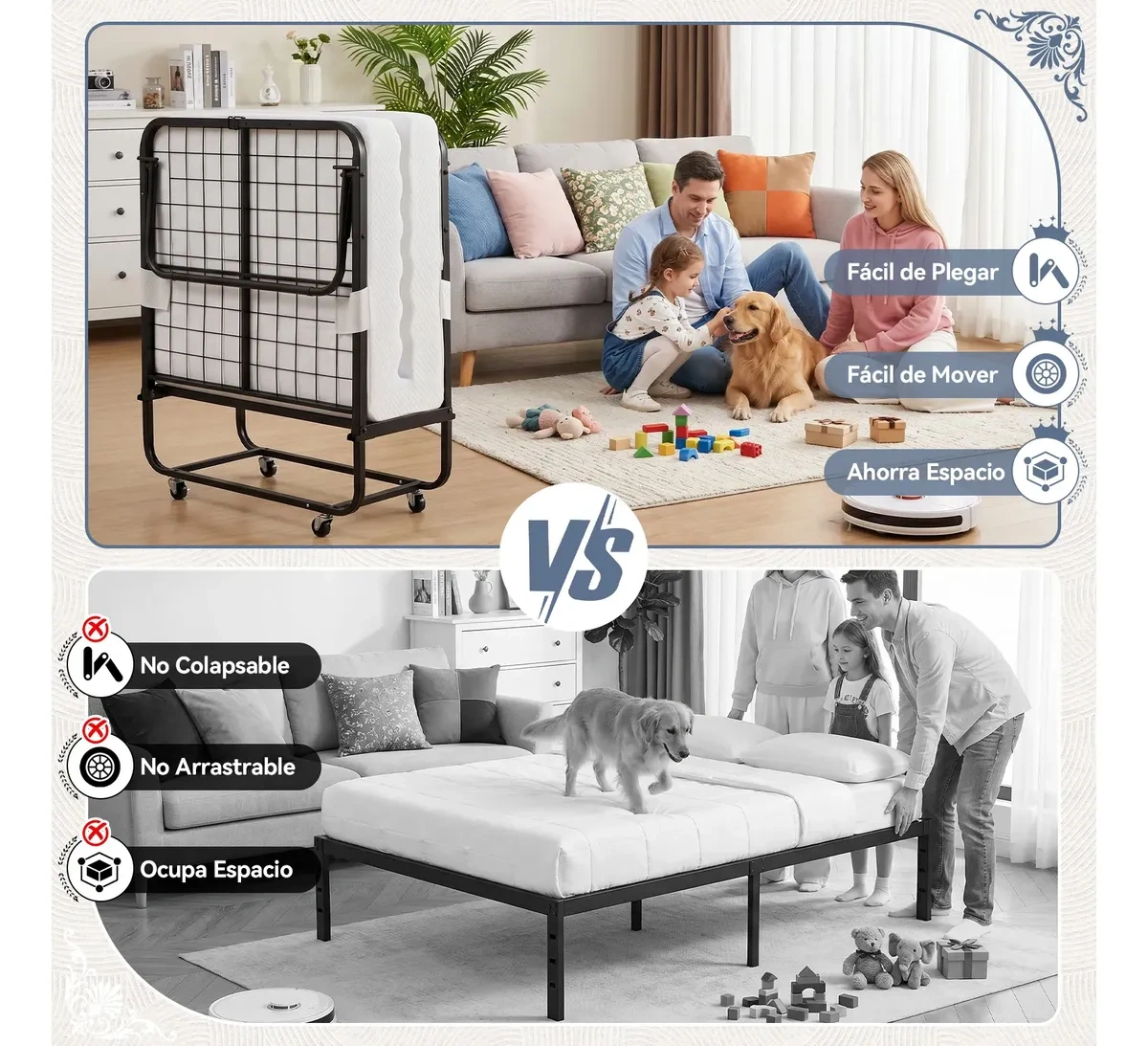 Single Portable Folding Bed With Memory Foam Mattress