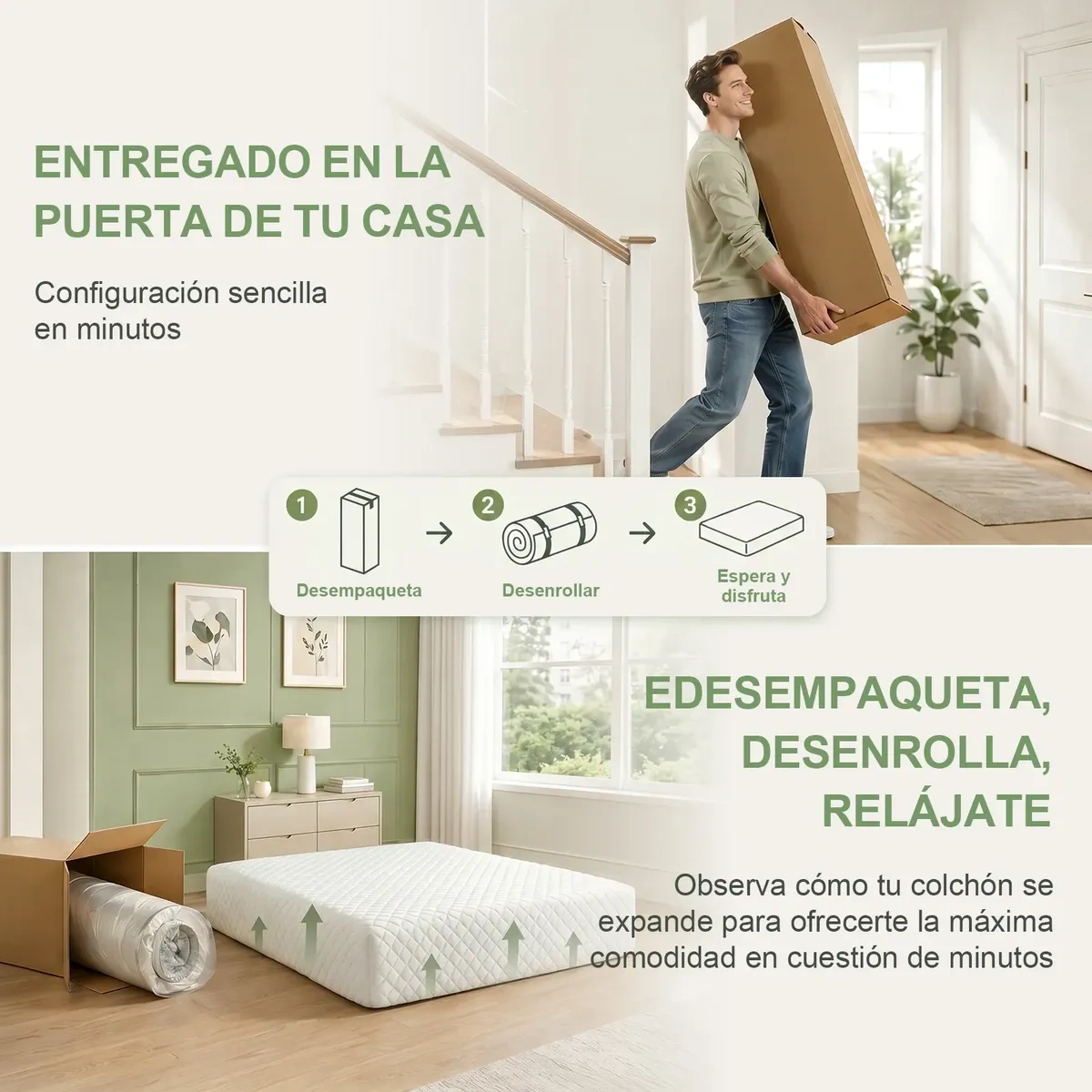 Safonus®King Size Mattress 190x200cm Memory Foam White Firm