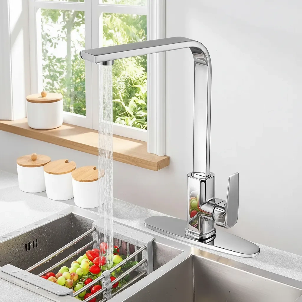 Single Handle Kitchen Faucet with Cover, Water Mixer