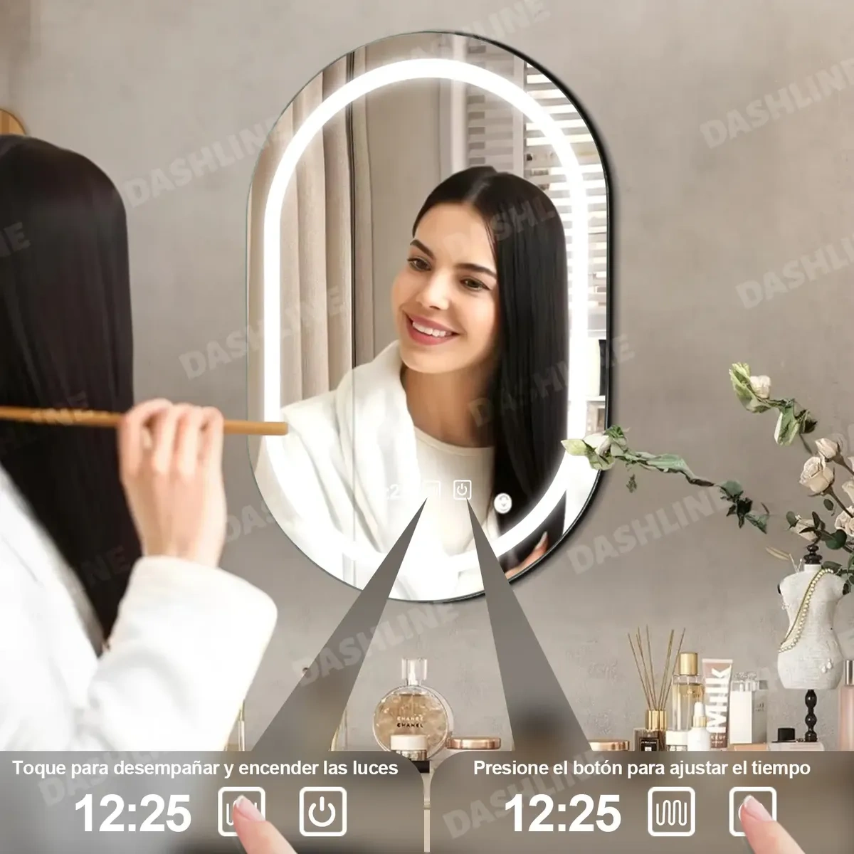Dashline® Led Touch Bath Mirror Tricolor Anti-Fog Hour 40*60