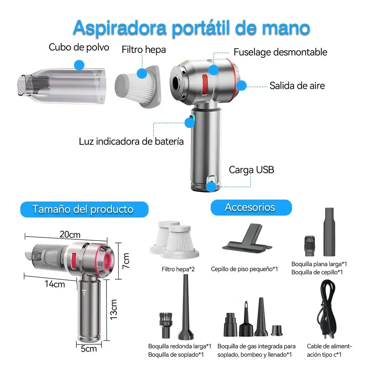4in1 Portable Handheld Vacuum Cleaner for Home for Domestic