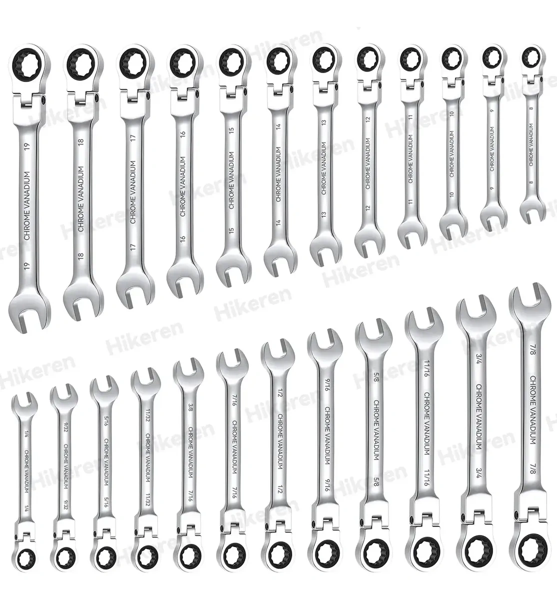 24 Piece Flexible Head Ratchet Wrench Set