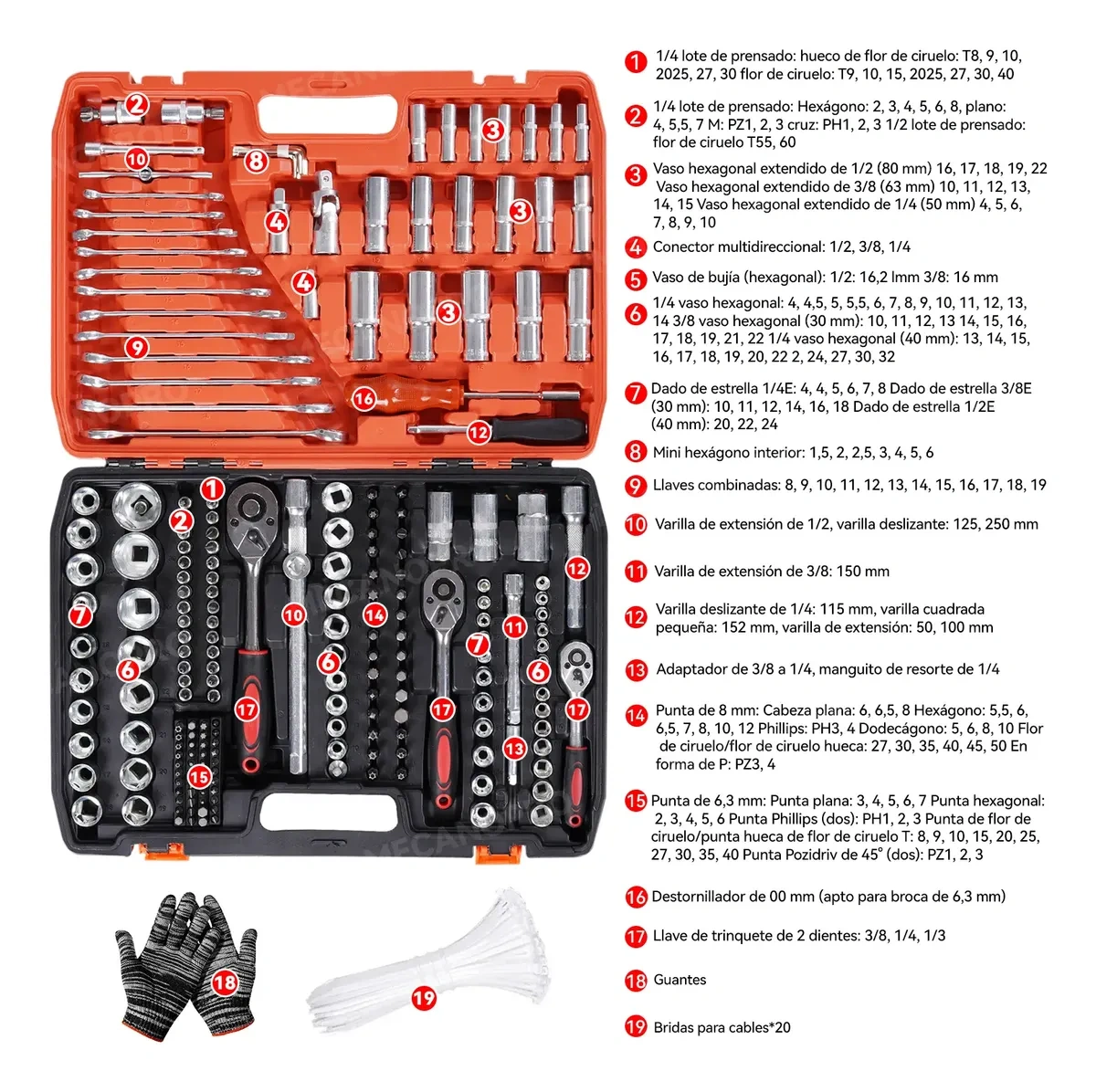 Mecanopro® Mechanical Repair Tool Kit Set 216 Pcs