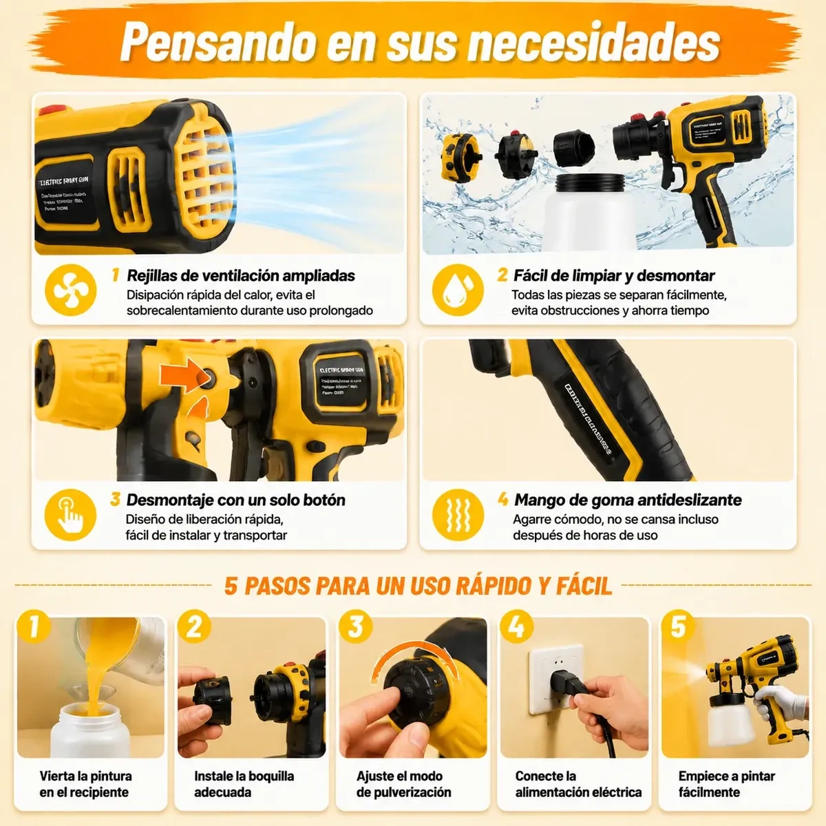 Electric Gun To Paint Casita 850w 1400ml 3 Modes