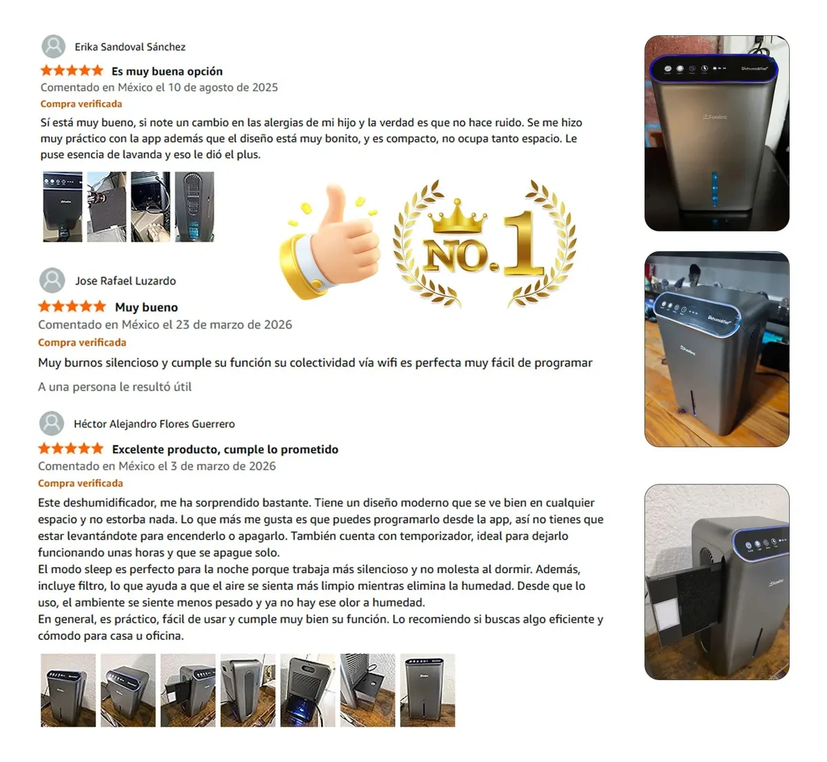 Welikera Silent Dehumidifier of 2.8 L for 120 m² with App and Aromatherapy