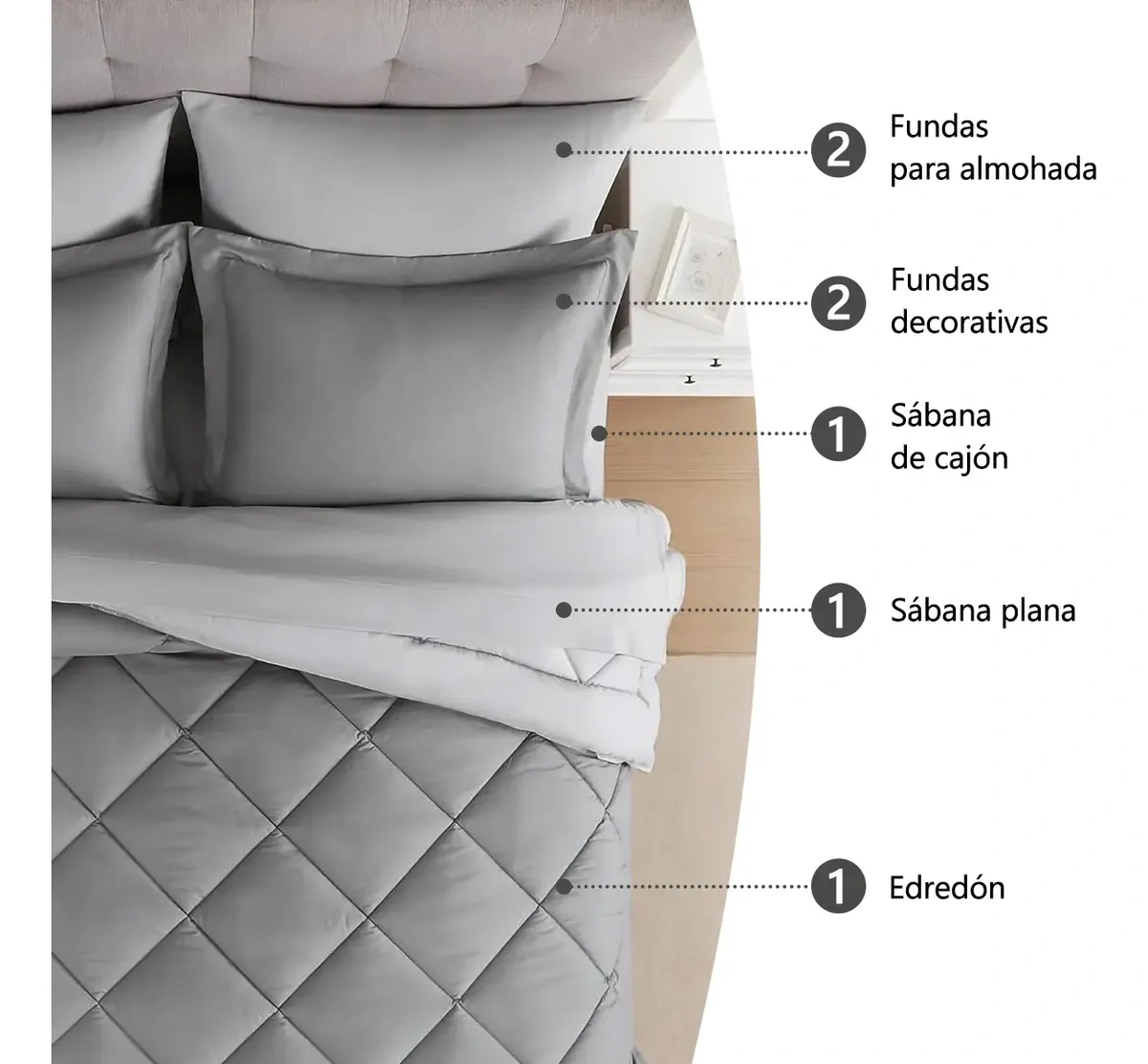 Set 7 Pieces Double Duvet Covers Pillowcases Sheets