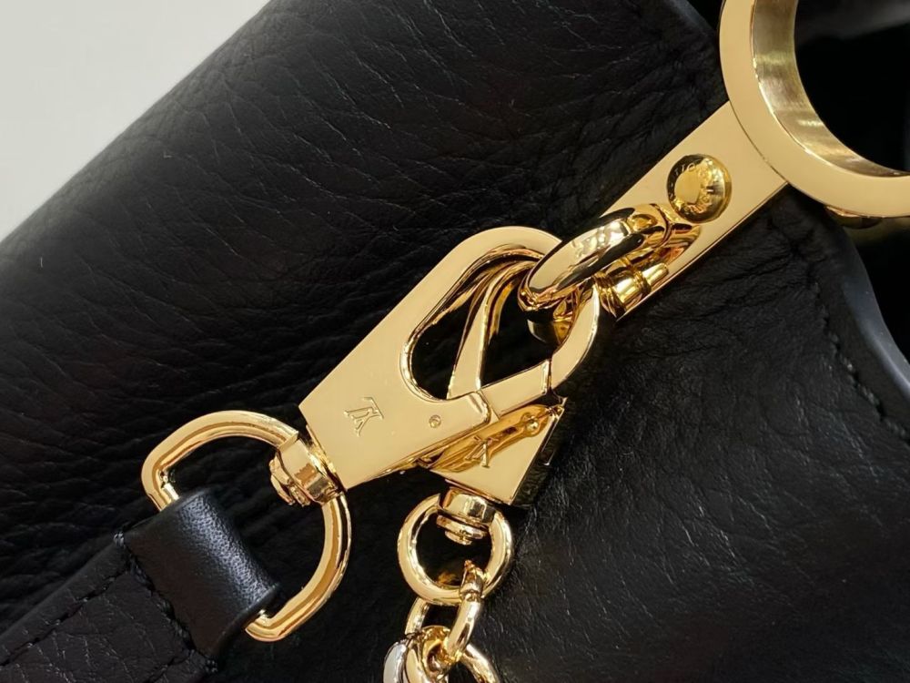 The prototype for this bag is the Louis Vuitton (LV) Capucines Nano handbag.