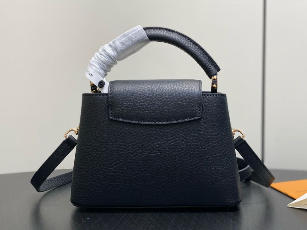 The prototype for this bag is the Louis Vuitton (LV) Capucines Nano handbag.