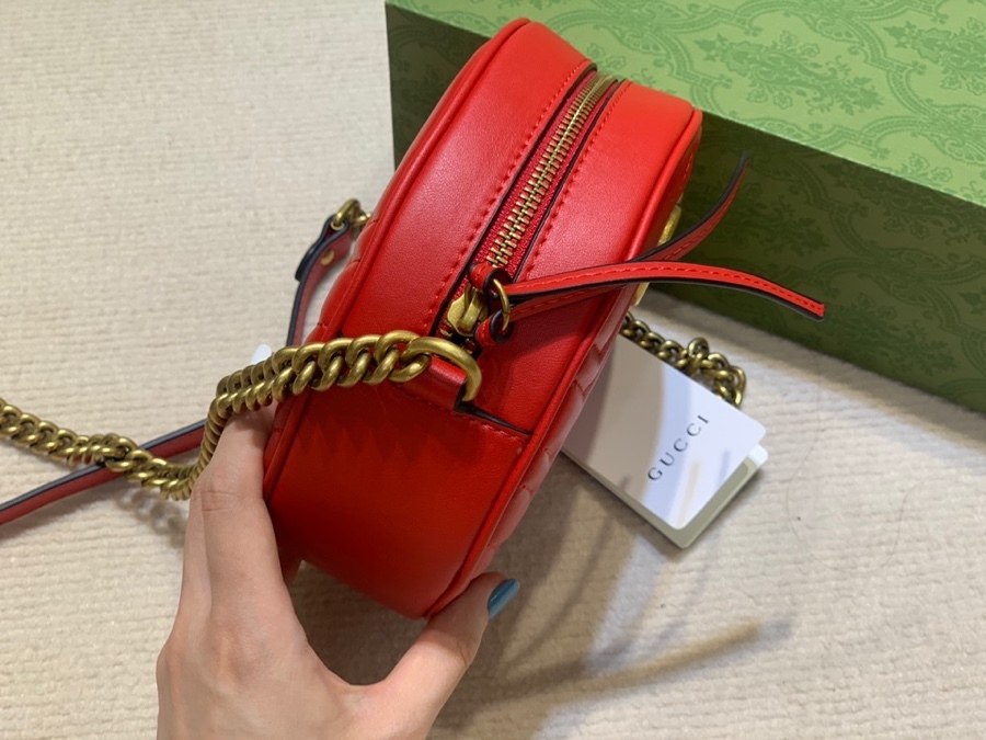 The Gucci GG Marmont round mini crossbody bag is a highly recognizable and popular style within the Marmont collection.