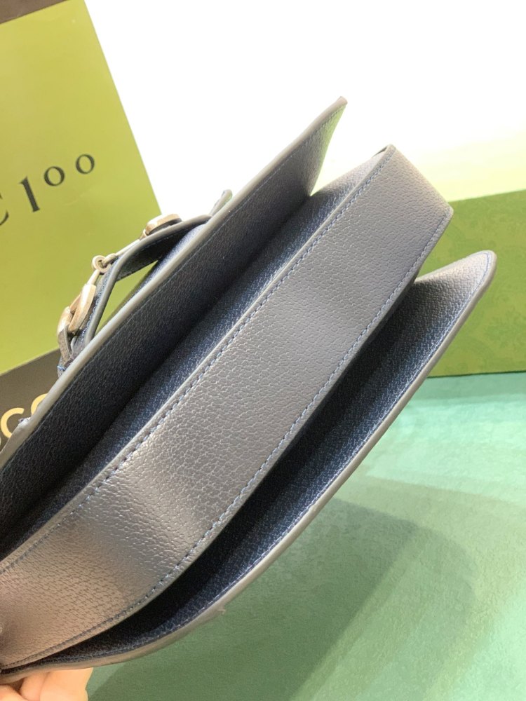 Gucci Horsebit 1955 series medium saddle bag (this classic model is commonly known as "blue glue" or "blue glue with silver hardware")