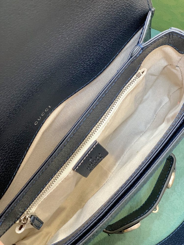 Gucci Horsebit 1955 series medium saddle bag (this classic model is commonly known as "blue glue" or "blue glue with silver hardware")