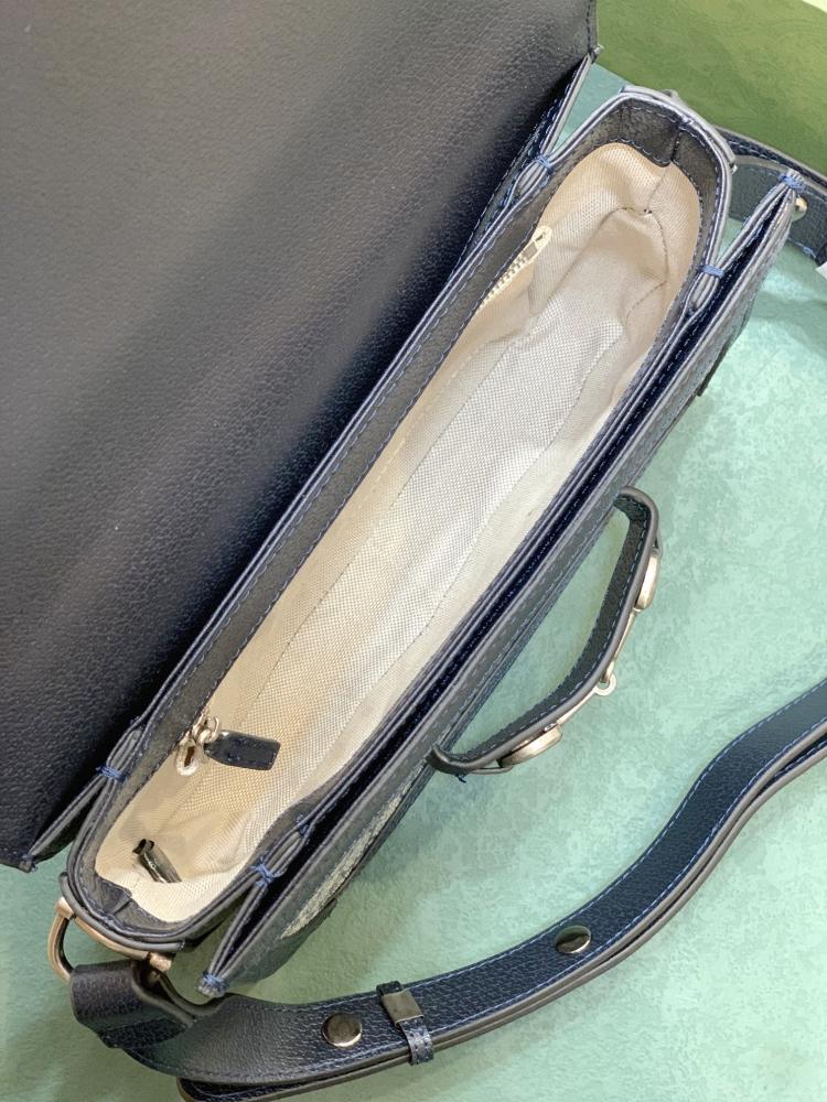 Gucci Horsebit 1955 series medium saddle bag (this classic model is commonly known as "blue glue" or "blue glue with silver hardware")