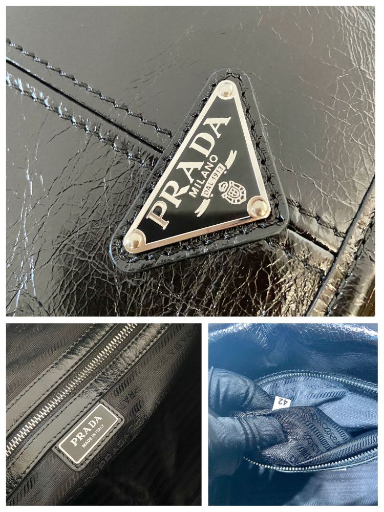 The Prada patent leather flap shoulder bag is a popular "retro revival" style in recent years, and is also known as the Prada patent leather baguette bag.