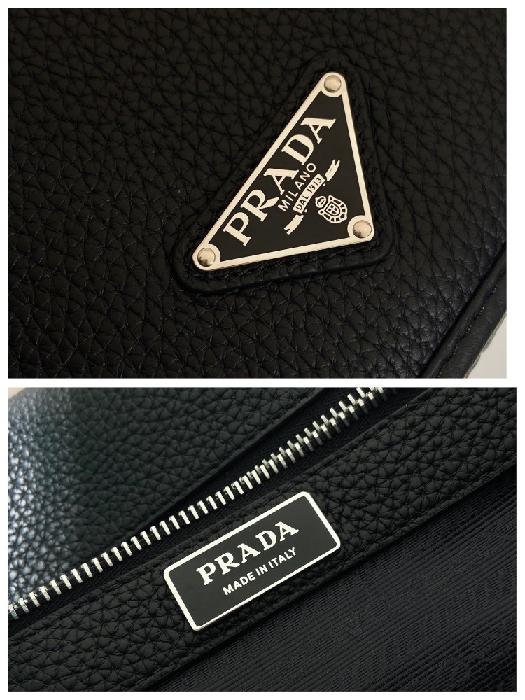 Prada's classic pebbled leather messenger camera bag is the brand's signature unisex crossbody bag.