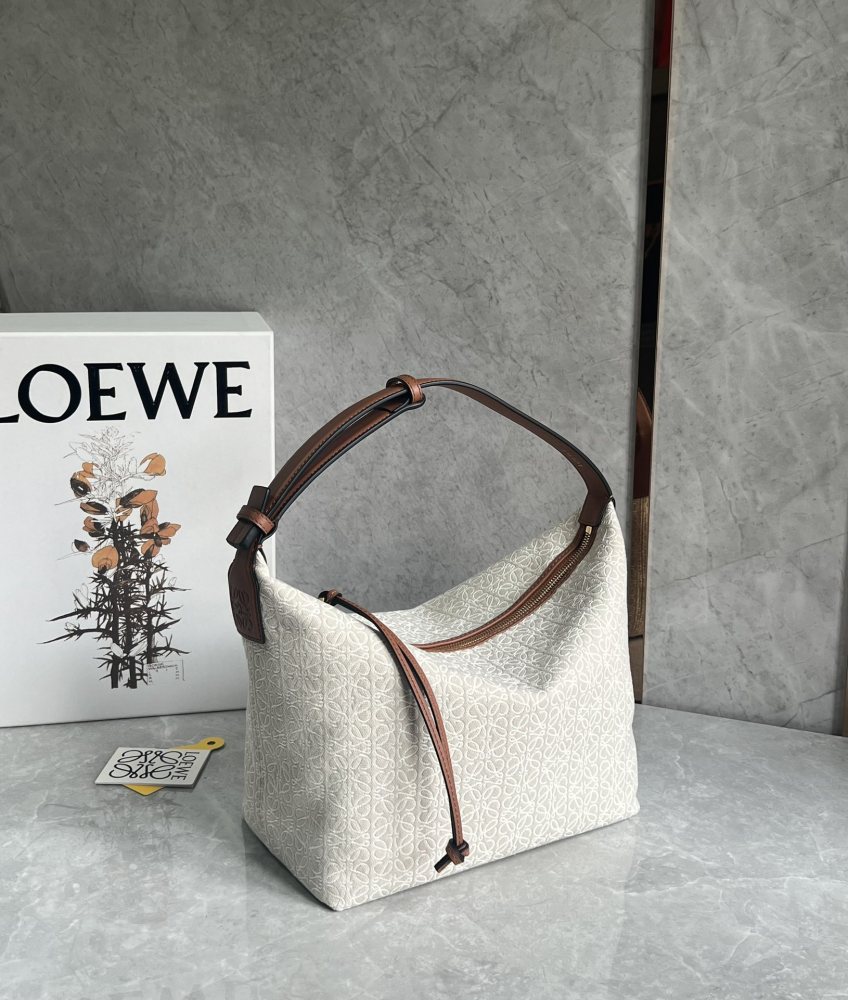 The LOEWE Cubi Small Anagram Jacquard Canvas Shoulder Bag—colloquially known as the "Lunchbox Bag"—is one of LOEWE's hottest and most sought-after styles in recent years.