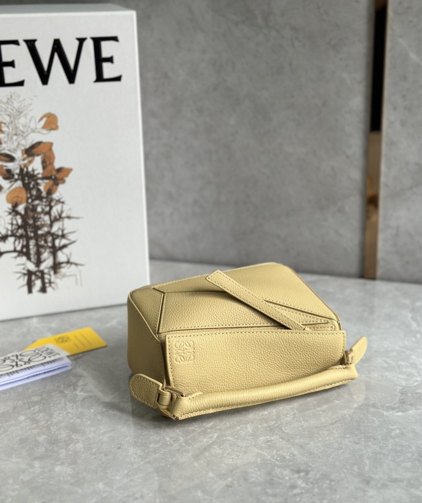 The LOEWE Puzzle Mini bag in soft grained calfskin—the miniature version of the "Puzzle Bag" series, as it is commonly known.