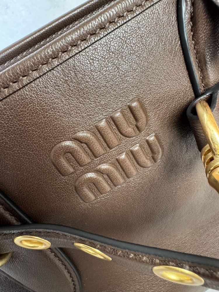 The Miu Miu Aventure medium-sized tote bag (dark brown calfskin) is a highly popular retro-style work bag in recent years.