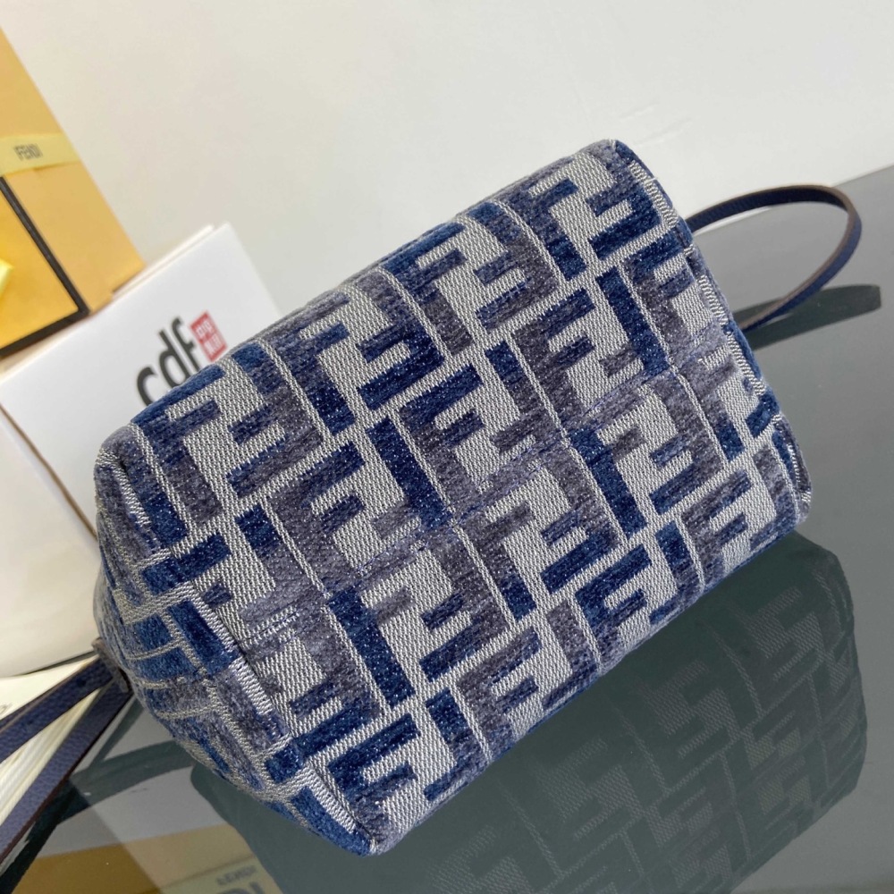The Fendi Roll mini tote bag (FF denim monogram version) is a super popular "mini bucket" commuter bag from the brand in recent years.