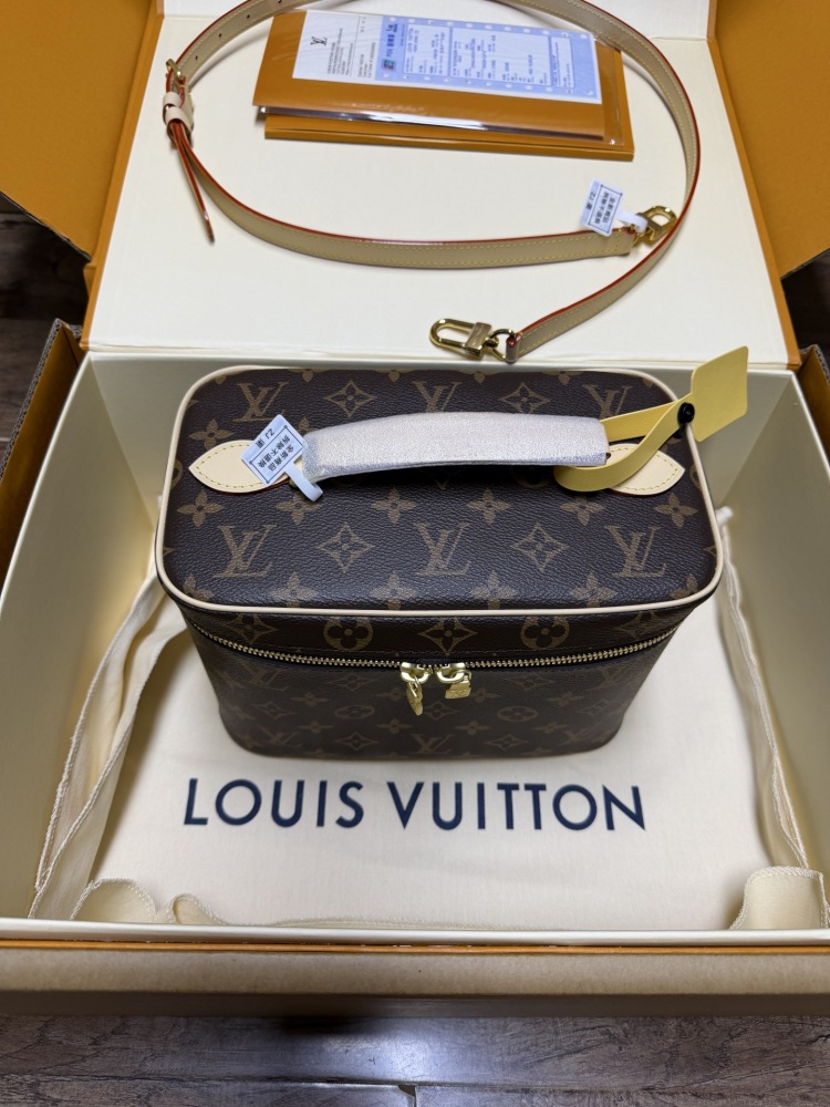 Louis Vuitton Nice BB Small Vanity Case / Handbag, crafted in the brand's classic Monogram canvas.