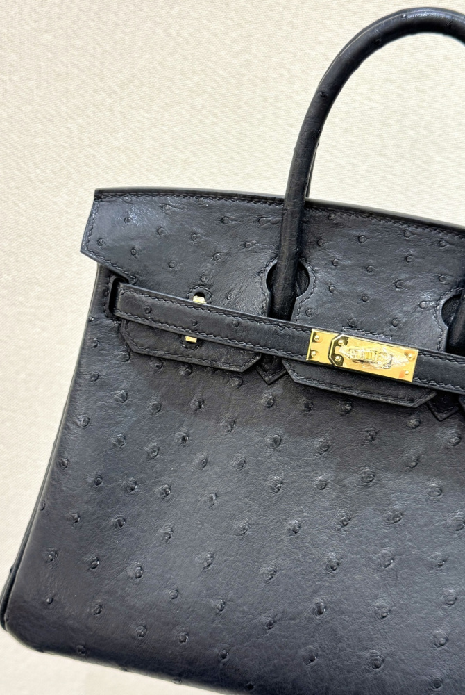 The Hermès Mini Kelly I (also known as the Kelly Pochette) Ostrich Leather Handbag is one of the brand's classic exotic leather models.