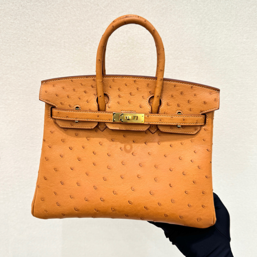 The Hermès Birkin 30 in Ostrich leather—featuring the classic Gold hue (also known as "Naturel" or "Honey") paired with gold hardware—stands as one of the most iconic and enduring "evergreen" models among Hermès' exotic skins.