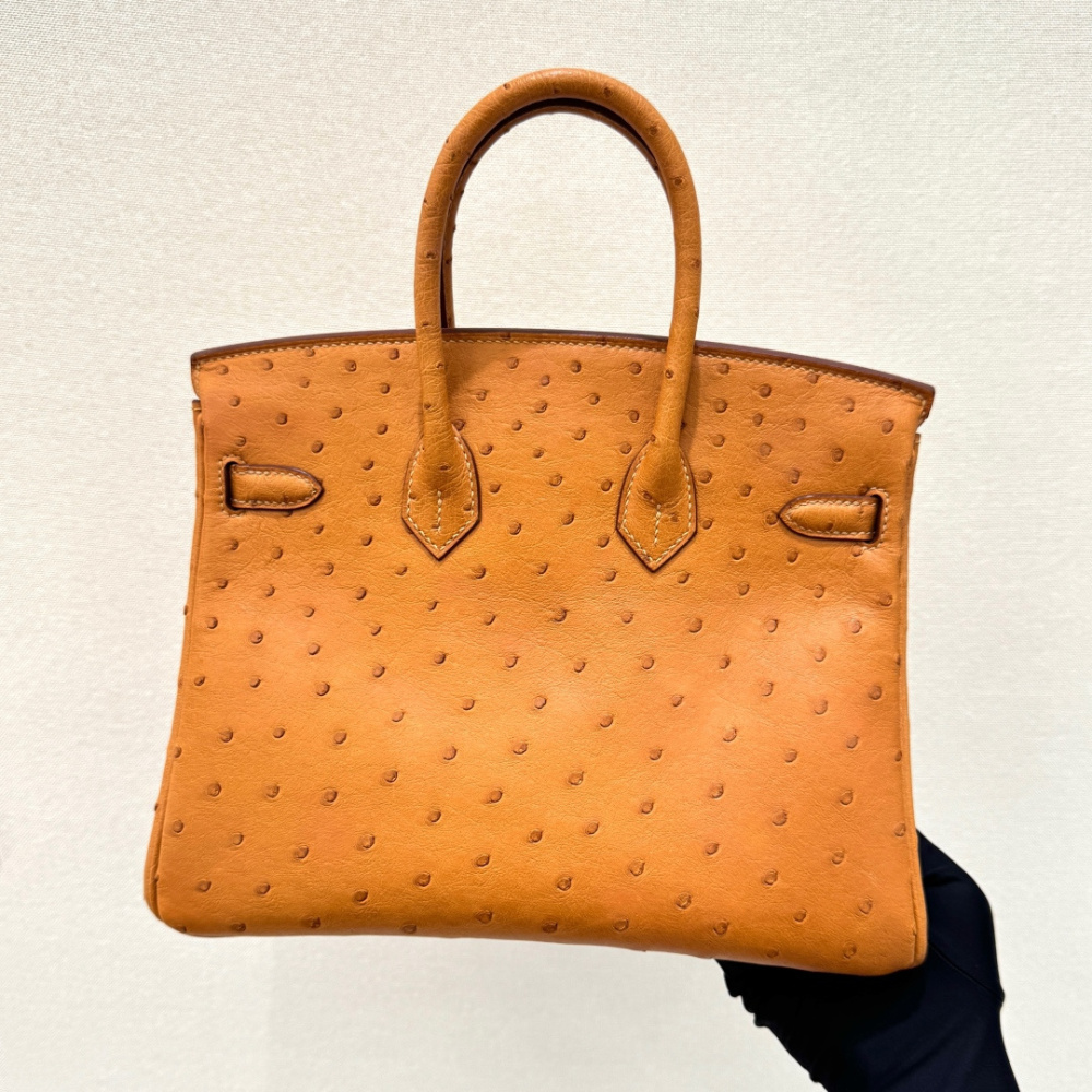 The Hermès Birkin 30 in Ostrich leather—featuring the classic Gold hue (also known as "Naturel" or "Honey") paired with gold hardware—stands as one of the most iconic and enduring "evergreen" models among Hermès' exotic skins.