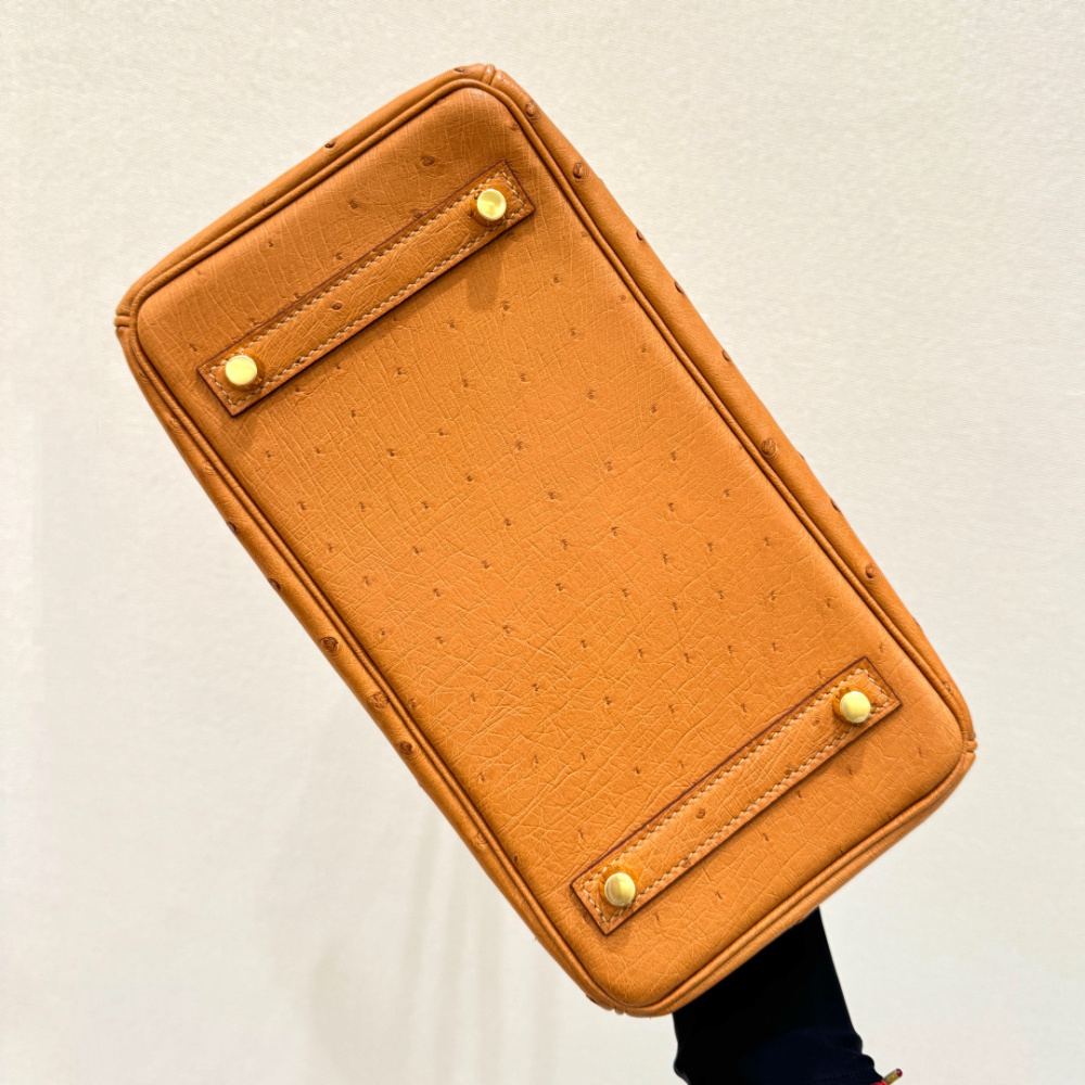 The Hermès Birkin 30 in Ostrich leather—featuring the classic Gold hue (also known as "Naturel" or "Honey") paired with gold hardware—stands as one of the most iconic and enduring "evergreen" models among Hermès' exotic skins.
