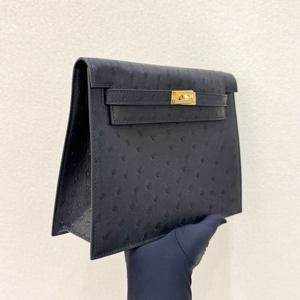 The Hermès Kelly Danse handbag in ostrich leather—featuring a classic black finish paired with gold hardware—stands as a versatile standout within the brand's lineup, offering a perfect blend of practicality and collectible value.