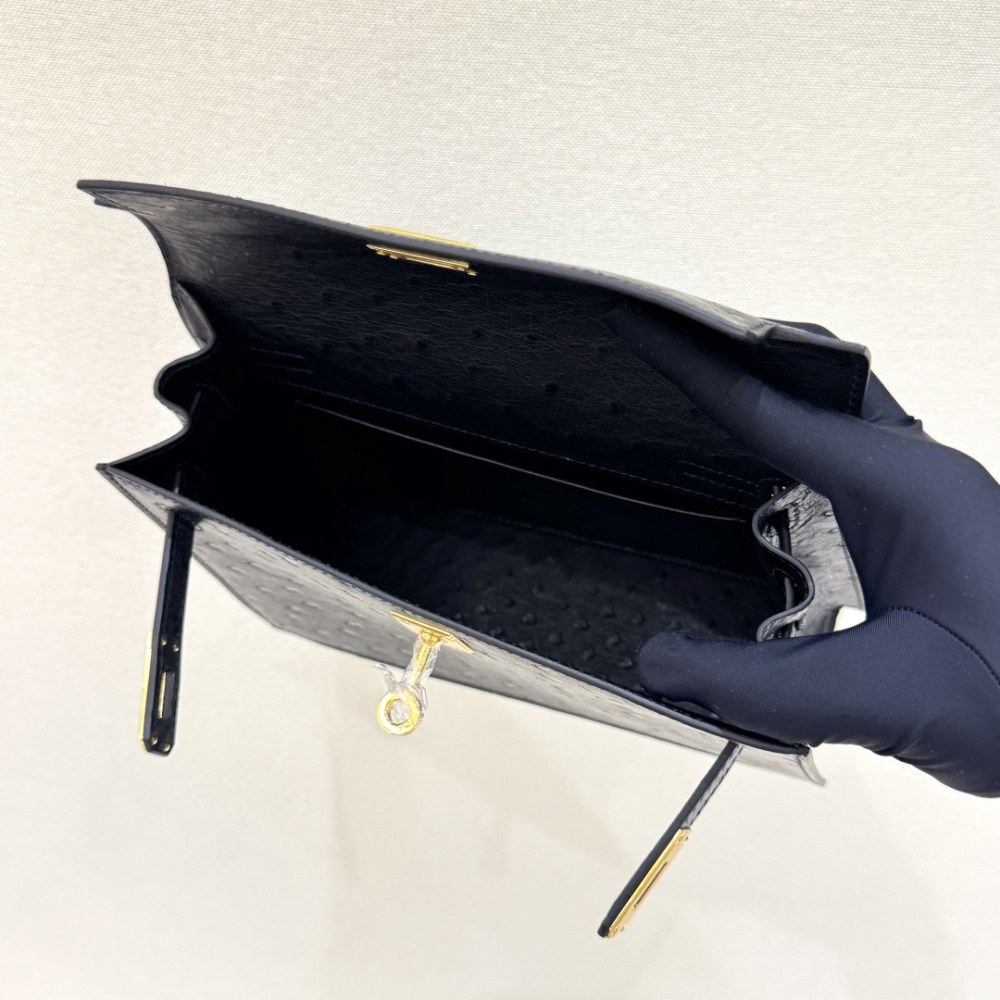The Hermès Kelly Danse handbag in ostrich leather—featuring a classic black finish paired with gold hardware—stands as a versatile standout within the brand's lineup, offering a perfect blend of practicality and collectible value.