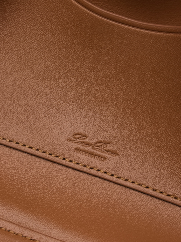Loro Piana Extra Softy Bag LP33, also known as the "Lunch Box Bag", crafted in warm brown smooth leather with gold-tone hardware.