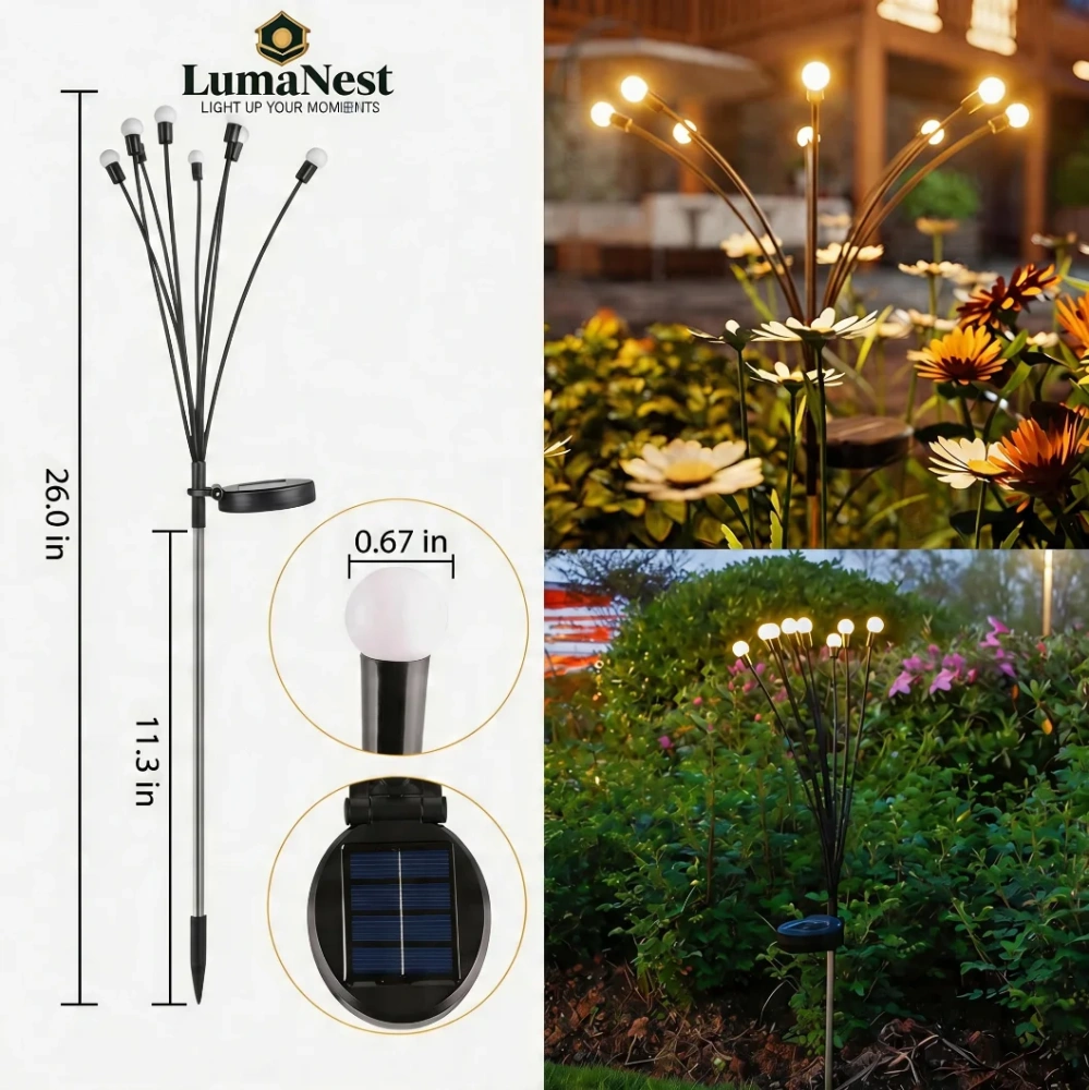 Firefly Solar Garden Lights – Swaying Warm Glow Outdoor Lights for Backyard, Patio & Cozy Night Decor