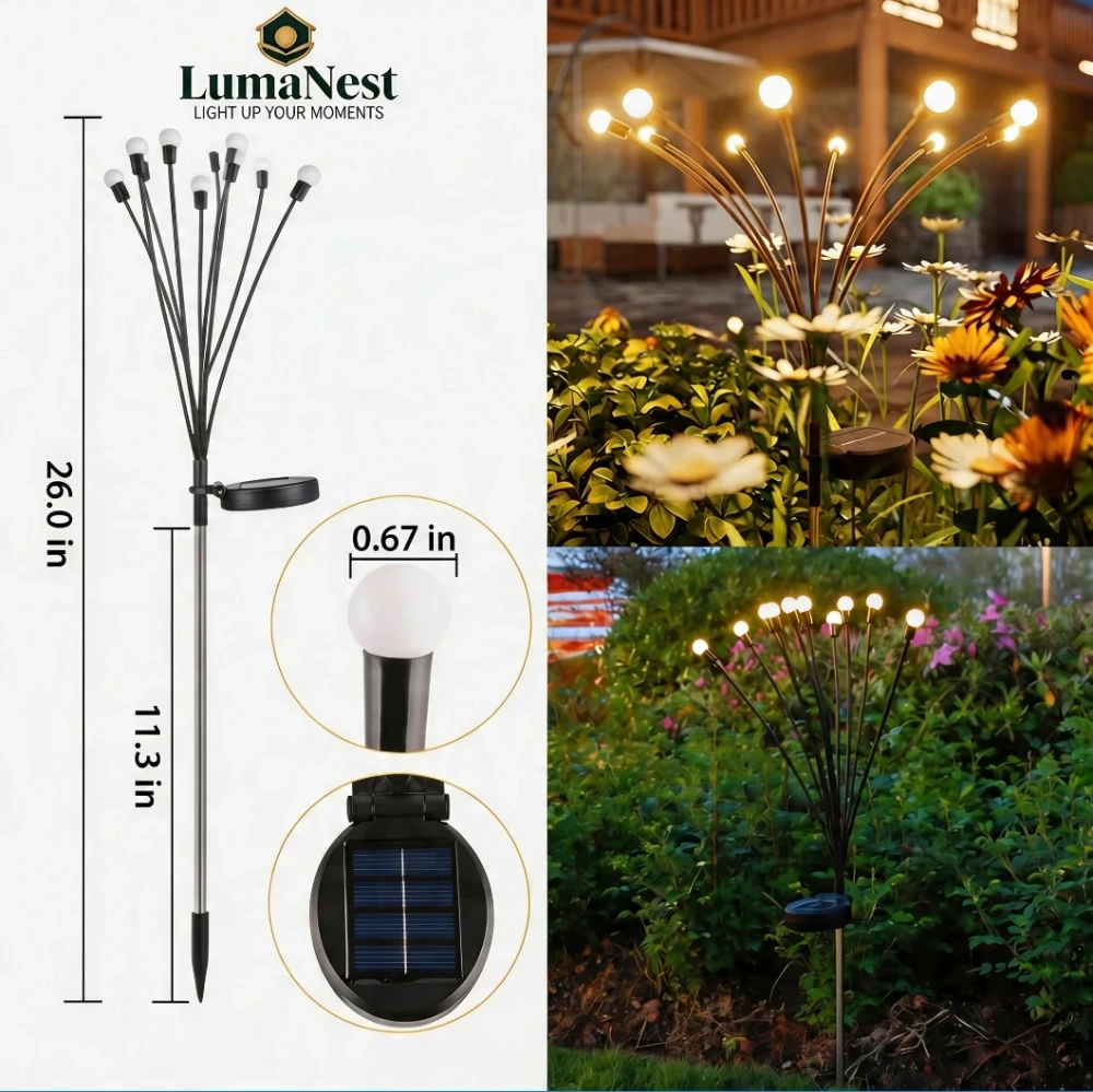 Firefly Solar Garden Lights – Swaying Warm Glow Outdoor Lights for Backyard, Patio & Cozy Night Decor