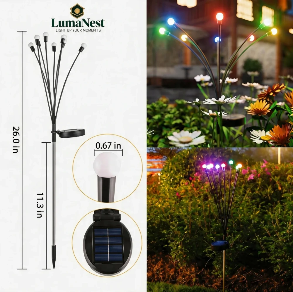 Firefly Solar Garden Lights – Swaying Warm Glow Outdoor Lights for Backyard, Patio & Cozy Night Decor