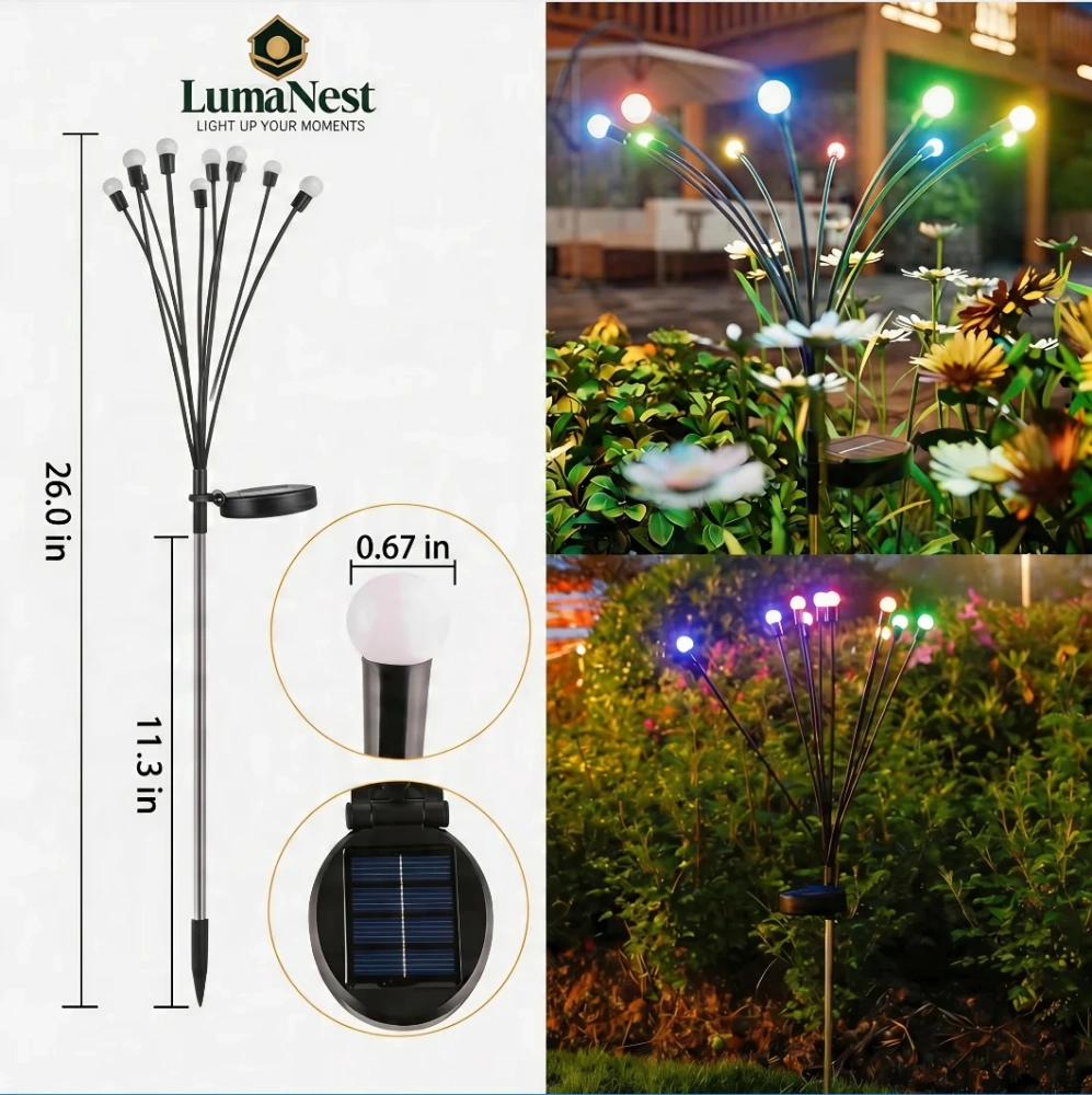 Firefly Solar Garden Lights – Swaying Warm Glow Outdoor Lights for Backyard, Patio & Cozy Night Decor