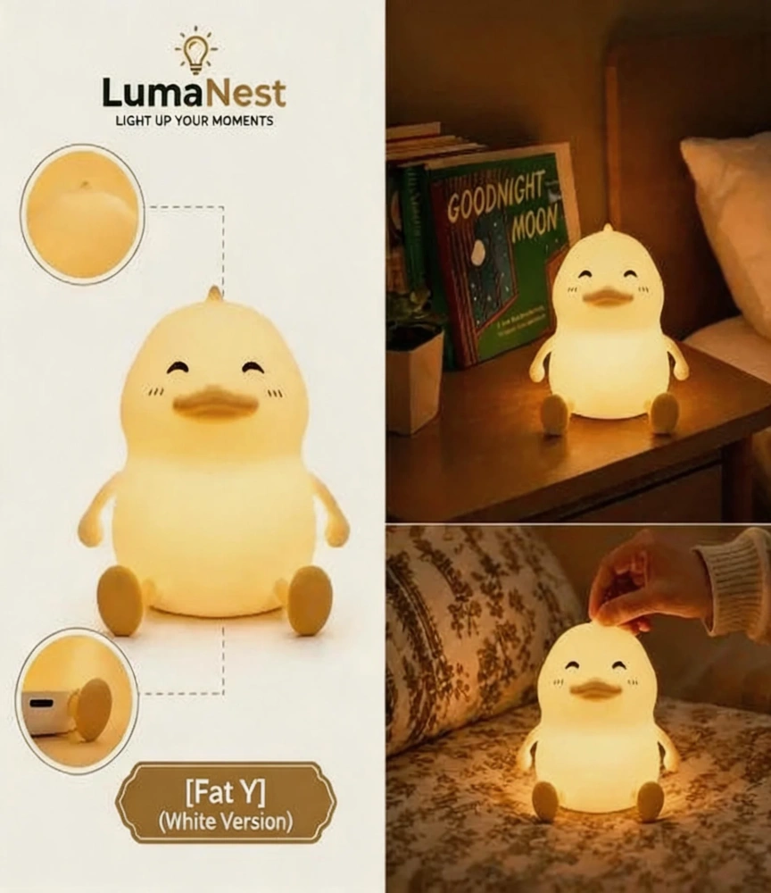 Cute Duck Night Light – Soft Silicone LED Bedside Lamp for Kids & Bedroom