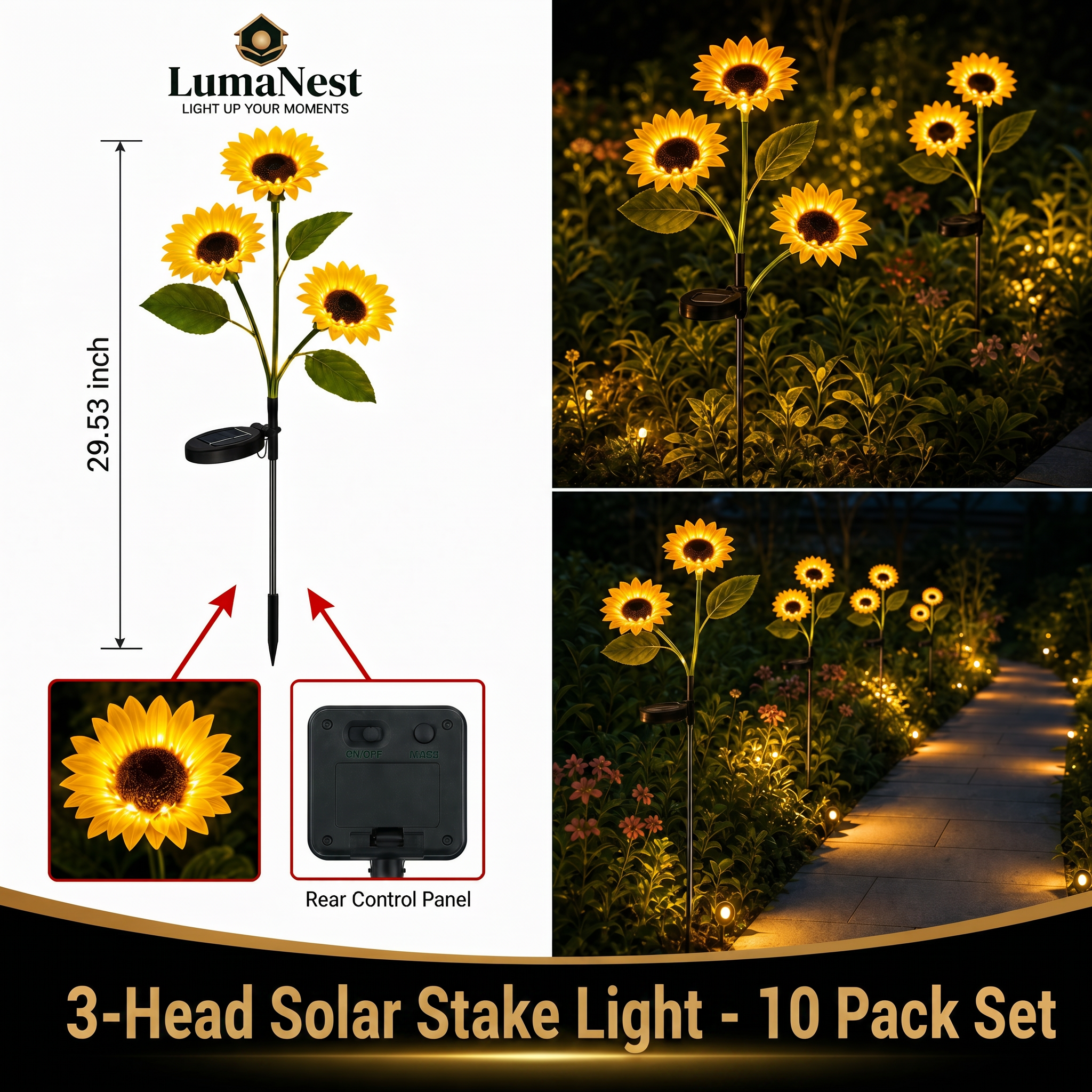 LumaNest Solar Sunflower Garden Lights