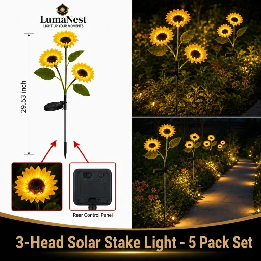 LumaNest Solar Sunflower Garden Lights