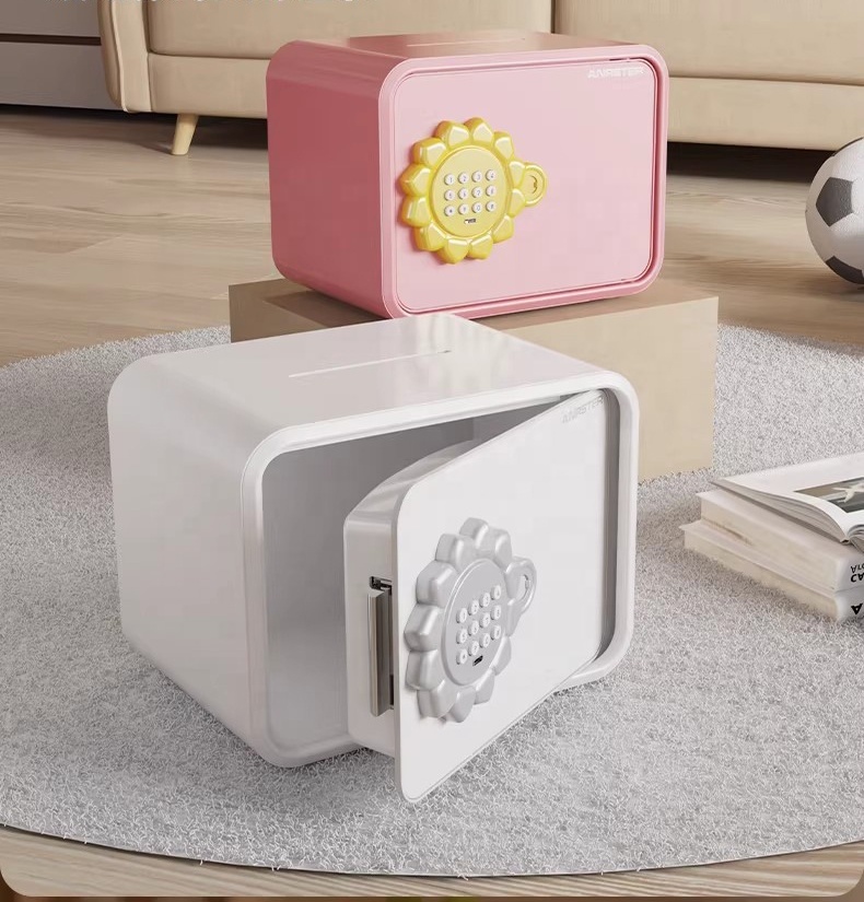 Home Small Steel Safe Box Mini Safe Kids Pink Waterproof Fireproof Electronic Code Key Lock Security Cabinet Portable Strong