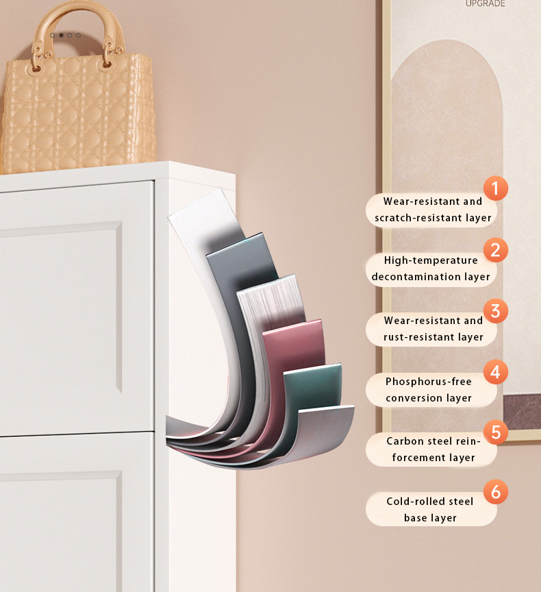 Shoe Cabinet with 4 Flip Drawers & Adjustable Shelf, Narrow Shoe Storage Organizer for Entryway Hallway, Space-Saving Design