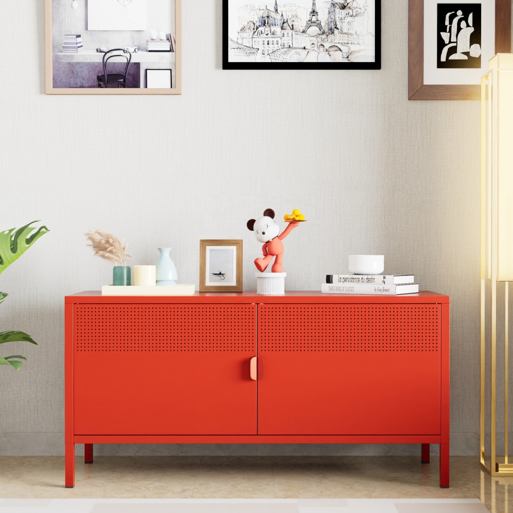 TV Stand for 45-49 Inch TVs Small Entertainment Center Storage Cabinet Modern Steel TV Stand for Living Room Hotel School