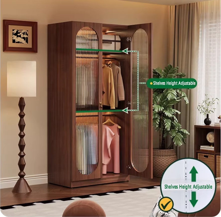 Bedroom Freestanding Steel Armoire Multipurpose Wardrobe Closet Storage Cabinet Shelves Hanging Rail