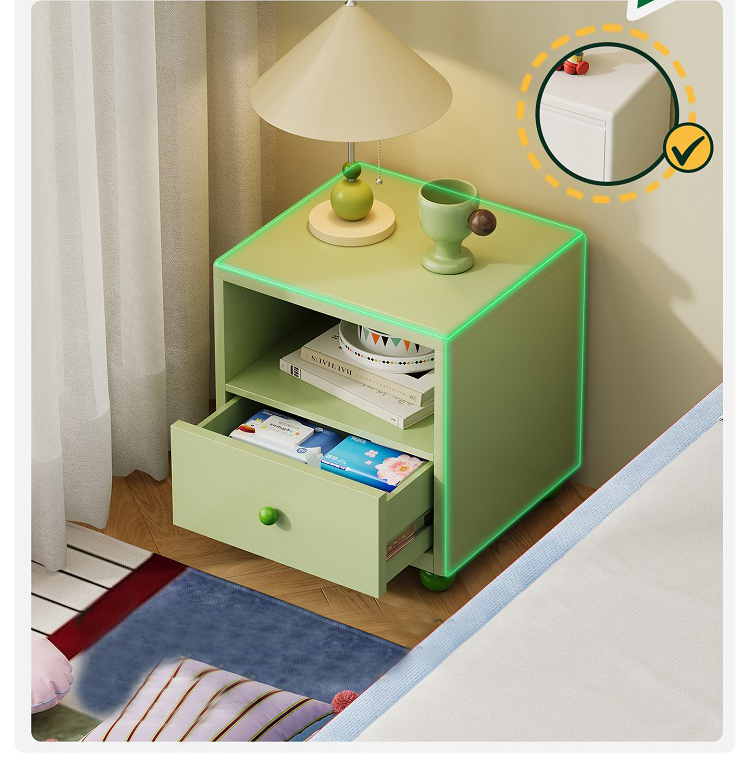 Modern Metal Bedside Nightstand with 2 Drawers & Open Shelf Storage for Bedroom & Living Room Small Spaces