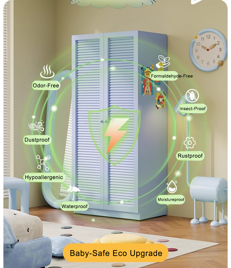 Modern Steel Wardrobe Cabinet Hanging Rod 1 Door Green Freestanding Space-Saving Bedroom Closet Living Room Home Furniture
