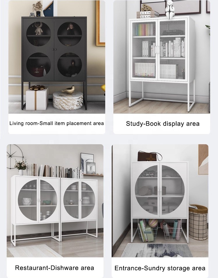 Modern Thickened Cold-Rolled Steel Storage Cabinet Adjustable Shelves Small Buffet Sideboard for Home Bar Apartment Use Flat