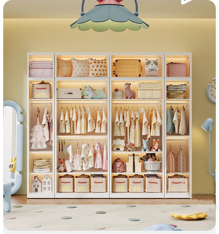 Modern Adjustable Steel Armoire Wardrobe Doors Freestanding Cabinet Large Closet Hanging Rod Bedroom Living Room Eco-friendly