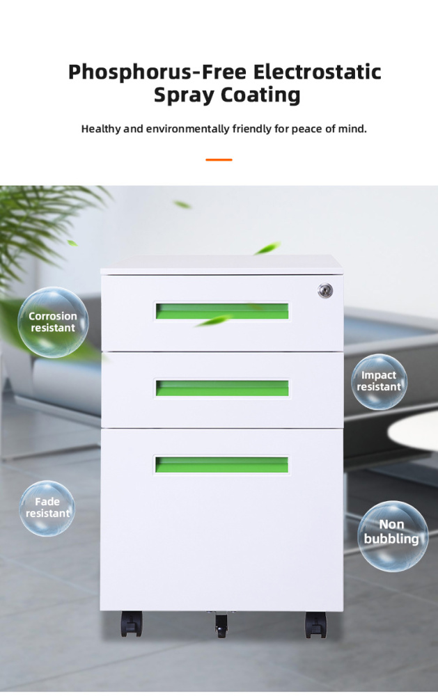 3 Drawer Adjustable File Cabinet Lock Metal Desk Rolling Cabinet for Home Office School Outdoor Use Fits Letter/Legal/A4 Size